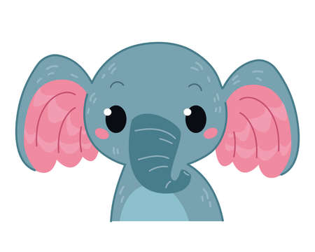 Elephant icon and symbol vector illustration. Childish style isolated on white background Boa constrictor. Print for the kid s room. Baby animal zooのイラスト素材