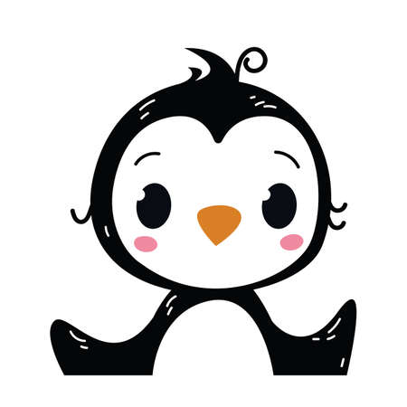 Penguin vector cartoon avatar illustration. Cute animal poster design for greeting card, t-shirt, invitation, baby shower, birthday, room decor, wall print, pillow,cartoon, baby clothesのイラスト素材