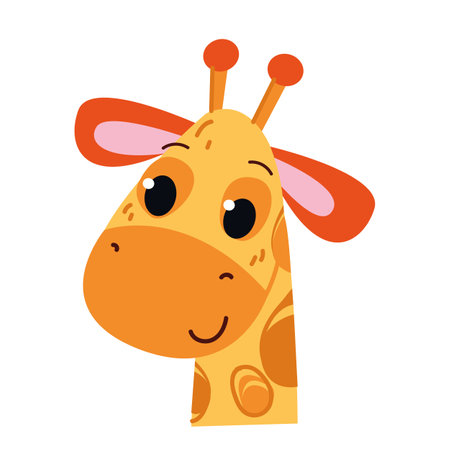 Giraffe icon and symbol vector illustration. Childish style isolated on white background. Print for baby s room, clothes, postcards, stickers. Baby animal zooのイラスト素材