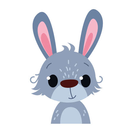 Cute funny baby rabbit portrait. Illustration for print of a nursery, clothes, postcards or clothesのイラスト素材