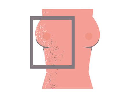 The icon of Mammography is made in the style of minimalism with thick colored. Examination of the female breast. Vector isolated medicine design. Clinic brand logo icon symbol. X-ray, ultrasoundのイラスト素材