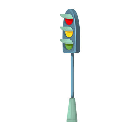 Cartoon clipart Traffic light. Isolated bright color illustration on a white background. Traffic rules for children.の写真素材