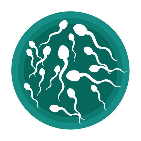 Spermotazoids on a green background. Flat style illustration. Positive good spermogram concept.のイラスト素材