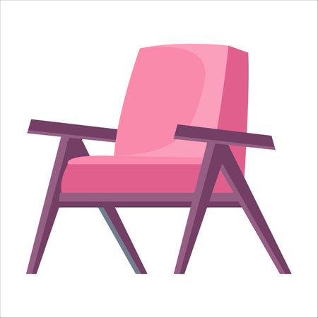 Pink armchair or chair on a white isolated background. Vector illustration in cartoon flat style. Cute printのイラスト素材