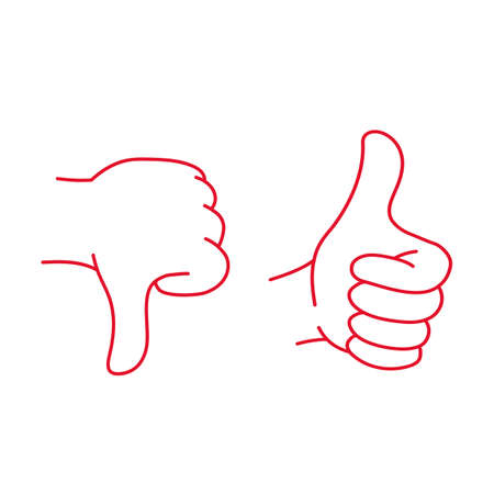 The hand shows a bad gesture and a good gesture - ok.のイラスト素材