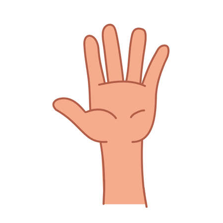 Cartoon hand, fingers spread out. Human hand icon isolated on white backgroundのイラスト素材