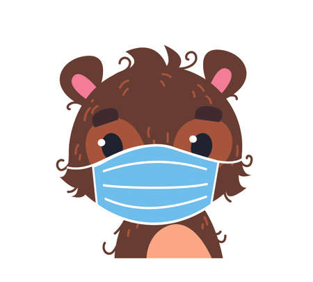 Animal Bear in a surgical protective mask with paws.のイラスト素材
