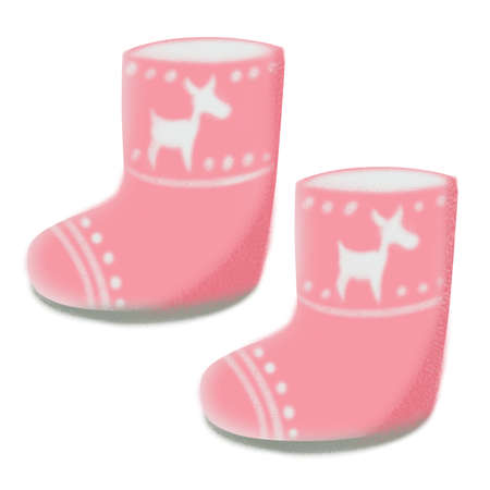 Felt boots are pink. Drawing isolated on white backgroundの写真素材