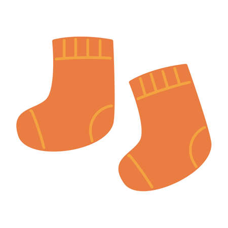 Warm knitted socks in orange color. Warm accessories wool for the winter for children. Clothes...