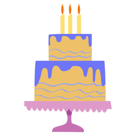 Multi-tiered cake on a stand. Vector illustration of a flat style.のイラスト素材