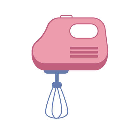 Hand pink mixer icon or button in flat style, isolated vector illustration on white background. kitchen appliances in flat styleのイラスト素材
