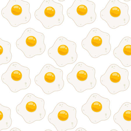 Scrambled eggs seamless pattern vector background. Breakfast pattern on white background in minimalism styleのイラスト素材
