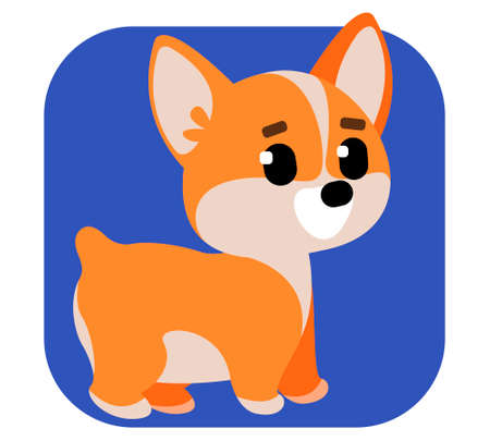 Cartoon corgi dog. Pet icon on a blue background. Vector illustrationのイラスト素材