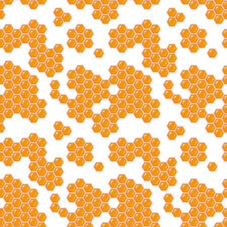 Seamless pattern with honeycombs on a white background. Vector illustration in minimalistic flat style, hand drawing. Kitchen textile print, print designのイラスト素材