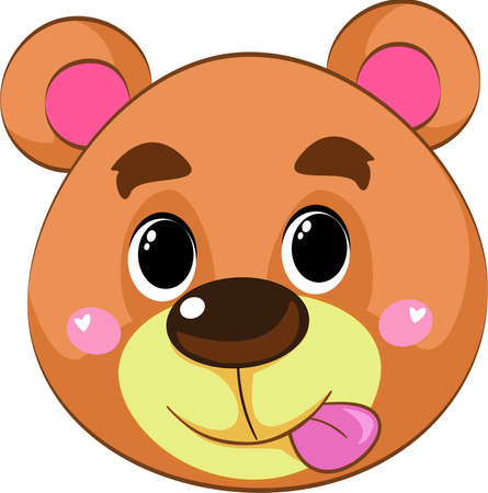head of a teddy bear. vector. sticking out tongue, funnyのイラスト素材