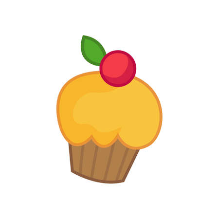 Cake with berries. Vector illustration in cartoon children's style. Isolated funny clipart on a...