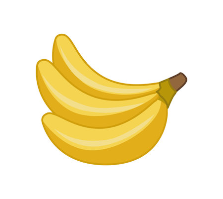 A bunch of three bananas. Vector illustration of fruits in cartoon childish style. Isolated funny clipart on white background. cute printのイラスト素材