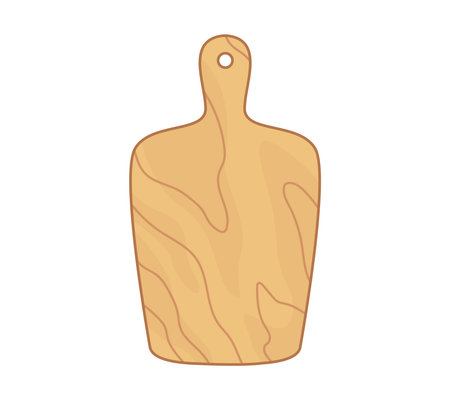 Wooden cutting board for the kitchen. Vector illustration in cartoon childish style. Isolated funny clipart on white background. cute printのイラスト素材