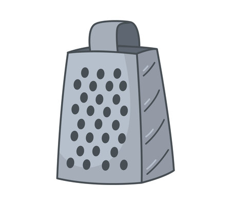 Metal cute grater. vector illustration. Kitchen utensils isolated on white background. Website page and mobile app design vector elementのイラスト素材