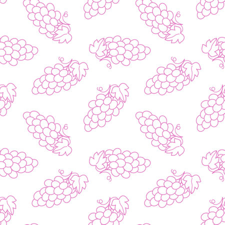 Seamless pattern of grapes. fruit vector background. White background with juicy fruits. Natural and healthy food from grapes. fresh juiceのイラスト素材
