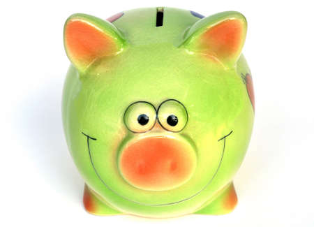 Sweet green piggy bankの写真素材