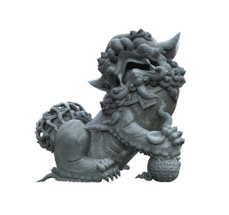 Male chinese stone lion statueの写真素材