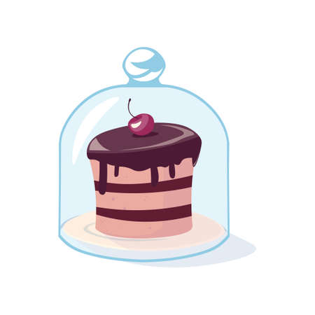 A delicious piece of cake is complemented by a mature cherryのイラスト素材