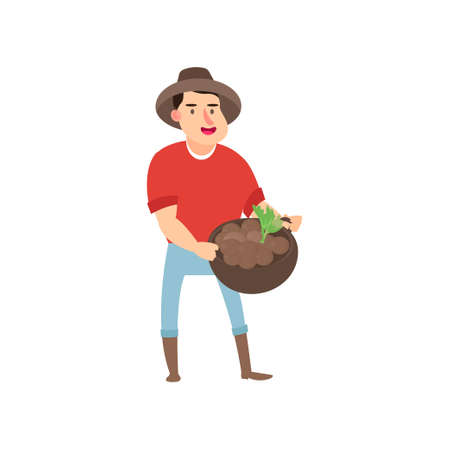 Flat design farmers set illustration vector. Farmer s crop from the gardenのイラスト素材