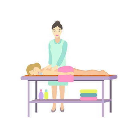 People in the spa s alon on the procedure of therapeutic massageのイラスト素材