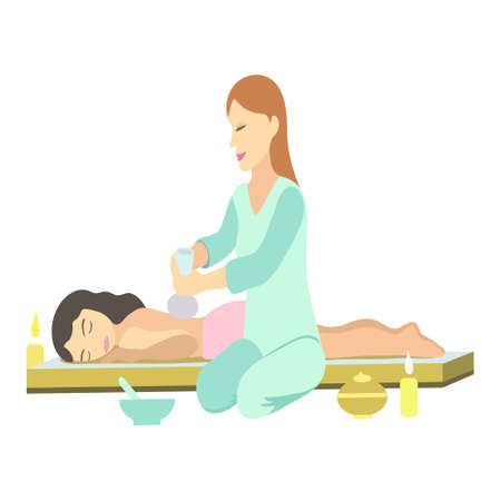 People in the spa s alon on the procedure of therapeutic massageのイラスト素材