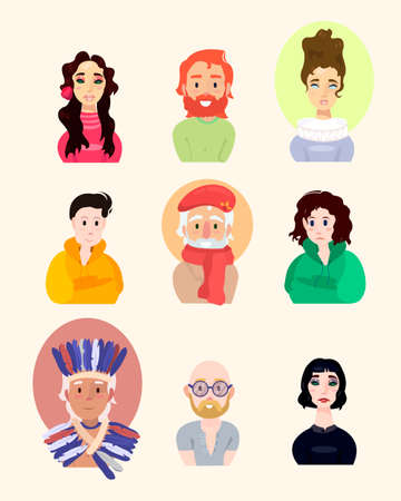 Assembled set of different beautiful people on white board