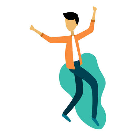 Happy boy character design. Boy dancing vector.のイラスト素材
