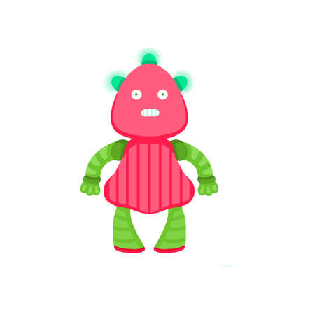 Vector colored robot in cartoon style. Isolated vector robot in a white background.のイラスト素材