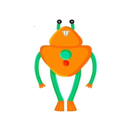 Vector colored robot in cartoon style. Isolated vector robot in a white background.のイラスト素材
