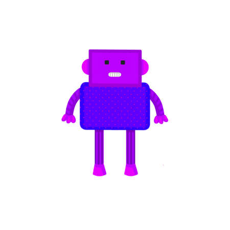 Vector colored robot in cartoon style. Isolated vector robot in a white background.