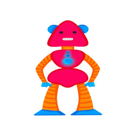 Vector colored robot in cartoon style. Isolated vector robot in a white background.のイラスト素材