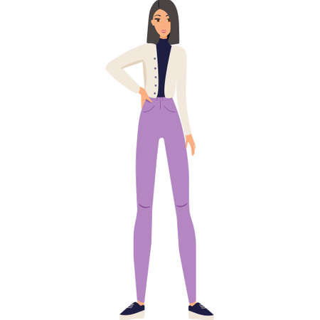 fashionable modern girl in beautiful multi-colored clothes.