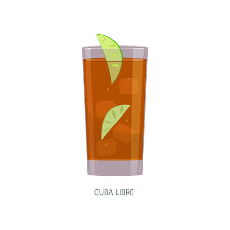 Handmade cocktail with inscription. Summer holiday and beach party concept. Vector illustration isolated on white background.のイラスト素材