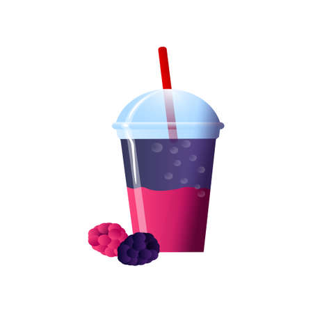 Blackberry smoothies in a cup. Superfoods and health or detox diet food concept in sketch style.のイラスト素材