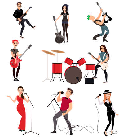 Rock musicians with guitarsのイラスト素材