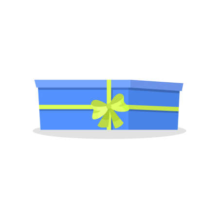 Nice colored box with a wonderful beautiful bow in which a gift is presented for a loved one for an important event for him. Vector illustration isolated on white background.のイラスト素材