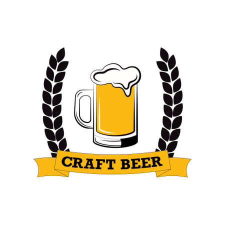 Label delicious foam beer drink. Label for the menu. Premium craft beer.のイラスト素材