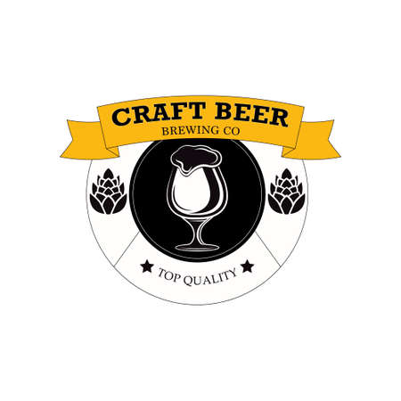 Label delicious foam beer drink. Label for the menu. Premium craft beer. Vector illustration isolated on white background.のイラスト素材