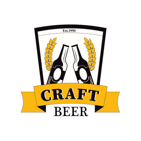 Label delicious foam beer drink. Label for the menu. Premium craft beer. Vector illustration isolated on white background.のイラスト素材
