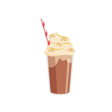 Beautiful milkshakes in transparent glasses made from different ingredients. Illustration isolated on white background.のイラスト素材
