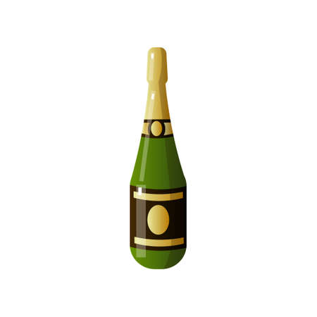 Alcoholic drink in a beautiful glass bottle of unusual shape on white background. Vector illustration isolated on white background.のイラスト素材