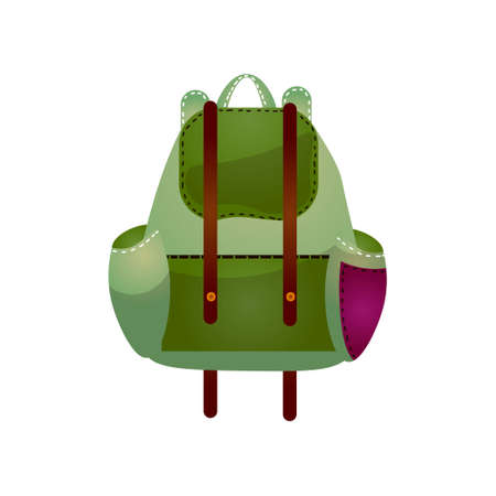 Modern practical backpack with extra pockets roomy shape for a fashionable teenager. Vector...