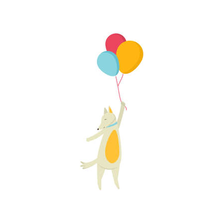 Cute cheerful dog is having fun and having a great time at a party.のイラスト素材