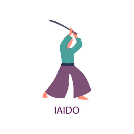 Athlete engaged in martial arts hones tricks and strokes. Practicing pain strokes.のイラスト素材