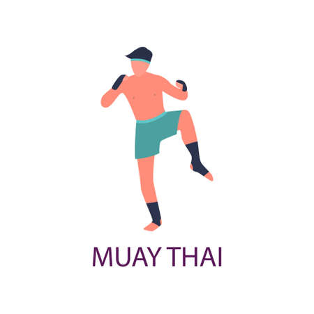 Athlete engaged in martial arts hones tricks and strokes. Practicing pain strokes.のイラスト素材